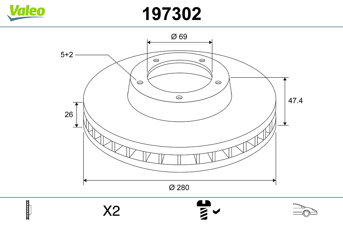 VALEO 197302 Bromsskiva